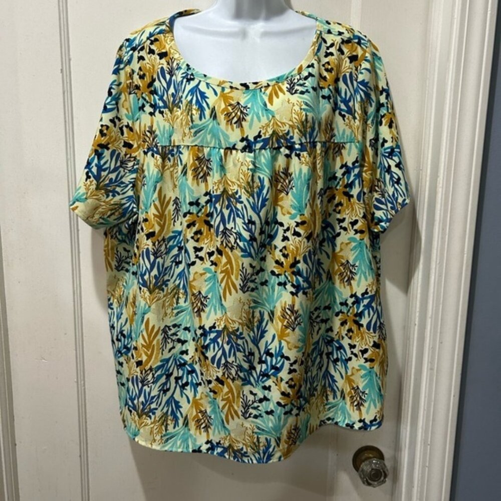 Denim & co. 2X Floral Print Women's Top